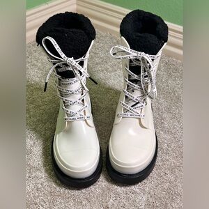 Michael Kors Black and White Lace-Up Boots